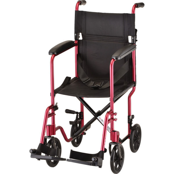 NOVA 17" (SEAT WIDTH) LIGHTWEIGHT TRANSPORT CHAIR - RED