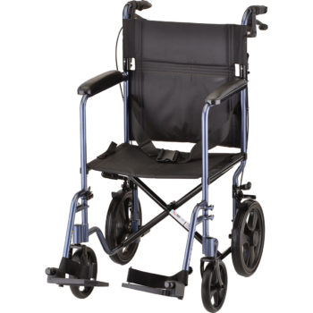 Nova Transport Chair - 20 inch - Lightweight with Hand Brakes - Blue